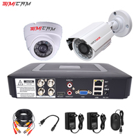 4CH DVR monitoring kamery AHD zestaw 1200TVL 2 sztuk kopuła Bullet na podczerwień 1080P 2MP 5in1 wideo DVR nadzoru zestaw 1